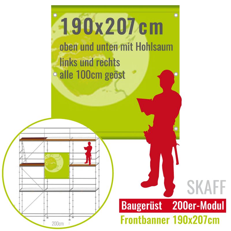 Baugerüstbanner mit Hpohlsaum 190x207cm Baugerüstbanner mit Hpohlsaum 190x207cm